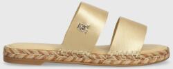 Tommy Hilfiger slapi de piele TH GOLD FLAT ESPADRILLE SANDAL femei, culoarea auriu, FW0FW07932 PPYH-KLD08O_GLD