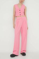 Hugo pantaloni femei, culoarea roz, drept, high waist 50508637 PPYH-SPD00L_03X