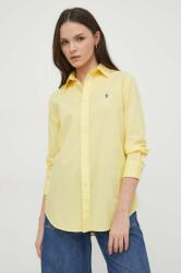 Ralph Lauren cămașă din bumbac femei, culoarea galben, cu guler clasic, regular 211932522 PPYH-KDD02G_10X