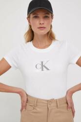 Calvin Klein Jeans tricou din bumbac femei, culoarea alb J20J222961 PPYH-TSD04Y_00X