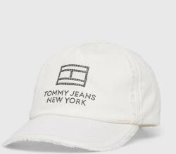Tommy Jeans șapcă de baseball din bumbac culoarea alb, cu imprimeu AW0AW15851 PPYH-CAD00U_00X