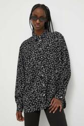 Tommy Hilfiger cămașă femei, culoarea negru, cu guler clasic, relaxed DW0DW17346 PPYH-KDD02I_99A