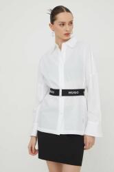 HUGO BOSS cămașă femei, culoarea alb, cu guler clasic, relaxed 50506904 PPYH-BDD00H_00X