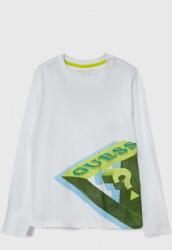 GUESS longsleeve din bumbac pentru copii culoarea alb, cu imprimeu PPYH-BUB009_00X