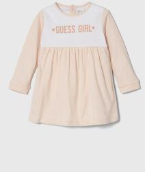Guess rochie din bumbac pentru bebeluși culoarea roz, mini, evazati PPYH-SUG035_03X