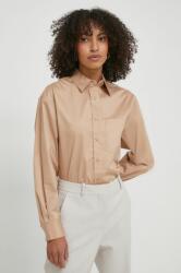 Calvin Klein cămașă din bumbac femei, culoarea bej, cu guler clasic, relaxed K20K206749 PPYH-KDD01H_02X