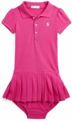 Ralph Lauren rochie din bumbac pentru bebeluși culoarea roz, mini, drept PPYH-SUG003_42X