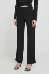 Calvin Klein Jeans pantaloni femei, culoarea negru, lat, high waist J20J222685 PPYH-SPD04N_99X