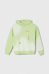 Calvin Klein hanorac de bumbac pentru copii culoarea verde, cu glugă, modelator PPYH-BLB00O_77X