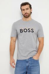 Boss tricou din bumbac bărbați, culoarea gri, cu imprimeu 50506923 PPYH-TSM019_09X