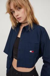 Tommy Hilfiger cămașă din bumbac femei, culoarea bleumarin, cu guler clasic, relaxed DW0DW17345 PPYH-KDD02H_59X (DW0DW17345)