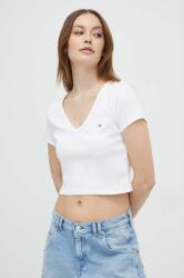 Tommy Jeans tricou femei, culoarea alb DW0DW17384 PPYH-TSD1W5_00X