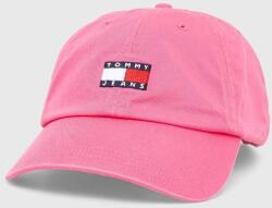Tommy Jeans șapcă de baseball din bumbac culoarea roz, cu imprimeu AW0AW15848 PPYH-CAD00T_43X
