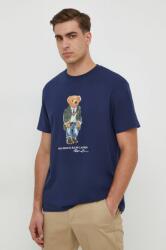 Ralph Lauren tricou din bumbac bărbați, culoarea bleumarin, cu imprimeu 710854497 9BYX-TSM16K_59A