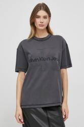 Calvin Klein Jeans tricou din bumbac femei, culoarea gri J20J222974 PPYH-TSD05N_90X
