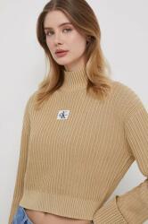 Calvin Klein pulover de bumbac culoarea bej, cu guler J20J222632 PPYH-SWD04M_80X