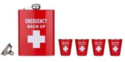 Angelo Rozsdamentes laposüveg Emergency Back Up, nemesacél flaska szett - 4 pohár + tölcsér - 8 oz. = 2.24dl (A-491161)