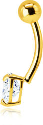 Ekszer Eshop 14K aranyból készült köldök piercing - csillogó, tiszta cirkónia szív alakban