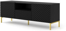 BIM Furniture Tv állvány 150cm, Matt Fekete Színben, Surf 2d1s (bim_surf_tv_stand_150_2d1s_black_mat_5903769732302)