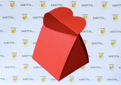 Szidibox Karton Ajándék kartondoboz, füle szív alakú, piros, papír, Valentin nap 4x4x4, 5cm (SZID-01719)