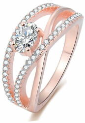  Beneto Rózsaszín aranyozott ezüst gyűrű cirkónium kövekkel AGG326 (Kerület 50 mm)