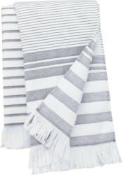 Kariban rojtos csíkos fürdőlepedő KA132, Striped White/Smoke-100X180