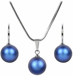  Levien Pearl Iridescent Dark Blue nyaklánc és fülbevaló szett - mall