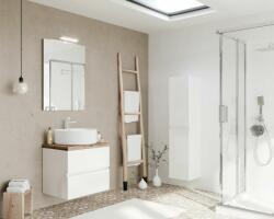 Savinidue Easy 60cm-es két fiókos fürdőszobaszekrény fényes fehér & természetes tölgy - mindigbutor
