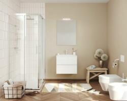 Savinidue Easy 60cm-es két fiókos fürdőszobaszekrény fényes fehér + mosdó - mindigbutor