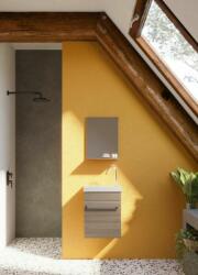 Savinidue Perla 40cm-es egy ajtós fürdőszobaszekrény füstölt tölgy + mosdó - mindigbutor
