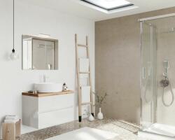 Savinidue Easy 80cm-es két fiókos fürdőszobaszekrény fényes fehér & natúr tölgy - mindigbutor
