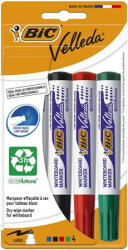 BIC Flipchart- és táblamarker készlet, 1, 4 mm, kúpos, BIC Velleda ecolutions, 4 különböző szín (BC8757151) - officemarket