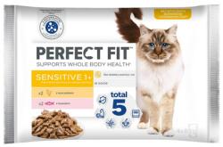 Perfect Fit Sensitive 1+ 52x85g-os tasak csirkemártásban lazaccal felnőtt macskák számára
