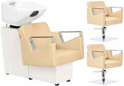  Enzo Tomas Set fodrász mosdó és 2 x forgó hidraulikus fodrász szék fodrászathoz szalon mosógép mozgatható tál kerámia keverő csaptelep kézi csaptelep