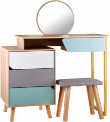 Modern stílusú, világos pasztell színű fésülködőasztal, tükörrel, (JO_ZA4828)