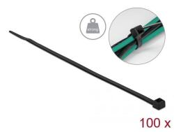 Delock Kábelkötöző magas szakítószilárdsággal hossza 200 x szélessége 4, 8 mm, 100 db. Fekete (19559) (19559) - xupe