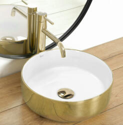 Rea Sami pultra tehető kerámia mosdótál 36x36 cm, fehér arany bevonattal REA-U1801 (REA-U1801)