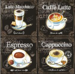  Szalvéta 1db 33x33cm Types of Coffee, Kávéfajták (AMB.13308250)