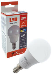 Trixline 8W E14 Trixline 720lm meleg fehér A50 kisgömb LED izzó (Trixline-8W-E14-A50-2700K)