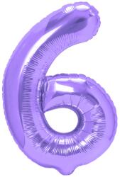PartyPal 6. szám, fólia lufi, 100 cm, lila