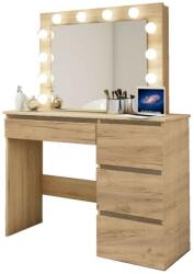 Artool Masa de toaleta/machiaj, stejar wotan, cu oglinda si LED-uri, 94x43x141 cm (107457)