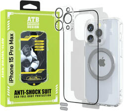 ITOP ATB Husa iPhone 15 Pro Max TPU Antisoc - Folie Sticla - Folie Spate - Protectie Camera - Inel Magnetic - Stickere Anti-Praf, Kit 6 in 1 De Protectie (ITOP012)