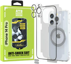 ITOP ATB Husa iPhone 14 Pro TPU Antisoc - Folie Sticla - Folie Spate - Protectie Camera - Inel Magnetic - Stickere Anti-Praf, Kit 6 in 1 De Protectie (ITOP008)