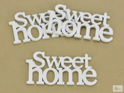 Fa "Sweet home" felirat koszorúra fehér 7x14cm 3db/csomag (KB-4414)