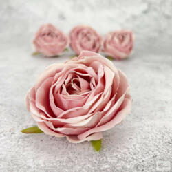 Százlevelű rózsa fej - pasztell cirmos rózsaszín 4db/csomag (KB-8282PCRSZ)