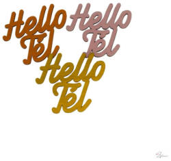 Arany "Hello Tél" felirat színes 4, 5x4, 2cm 3db/csomag (KB-63771AR)