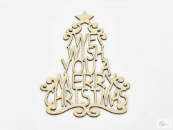 Natúr fa - "We wish you a . . . " karácsonyfa koszorúra 20cm (KB-6179)