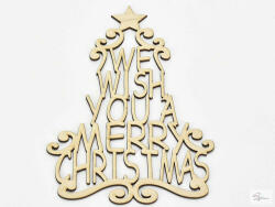 Natúr fa - "We wish you a . . . " karácsonyfa koszorúra 24cm (KB-6180)