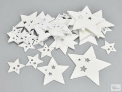 Fehér fa csillagos csillagok 30db/csomag (KB-4439)