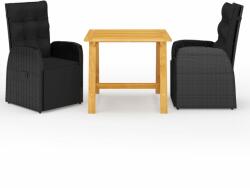 vidaXL Set mobilier de grădină, 3 piese, negru (3068713)